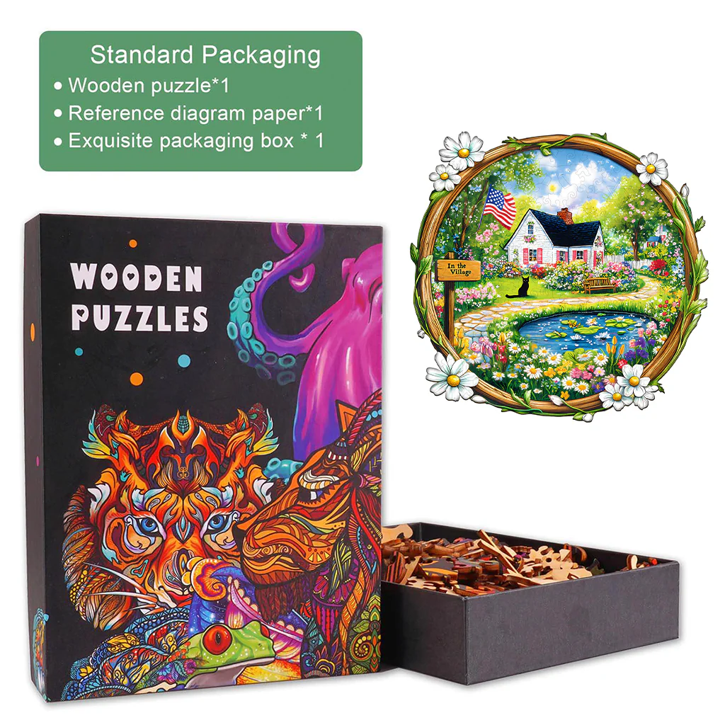 In the Village Wooden Jigsaw Puzzle - Image 5