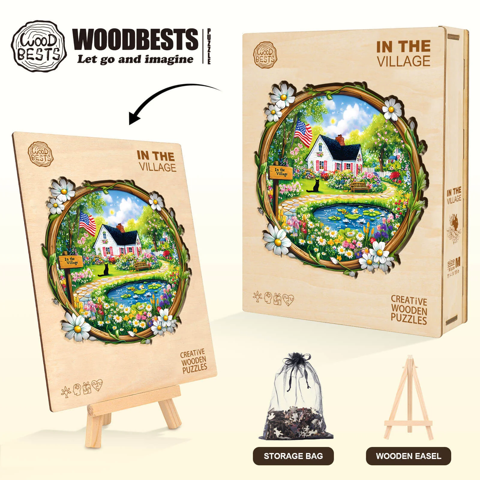 In the Village Wooden Jigsaw Puzzle - Image 6