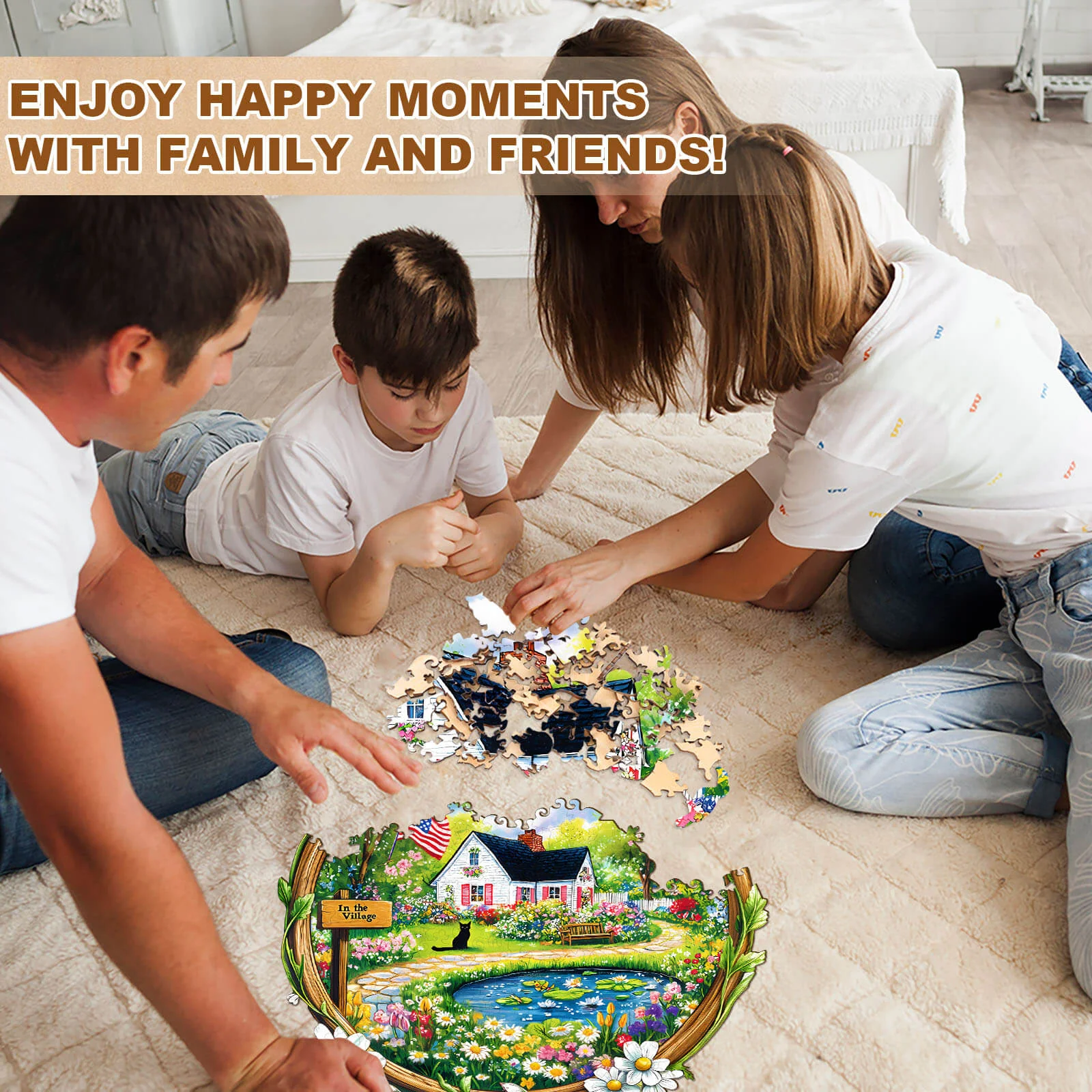 In the Village Wooden Jigsaw Puzzle - Image 8