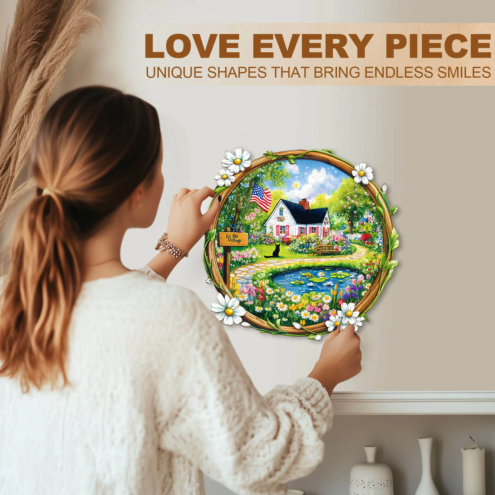 In the Village Wooden Jigsaw Puzzle - Image 9