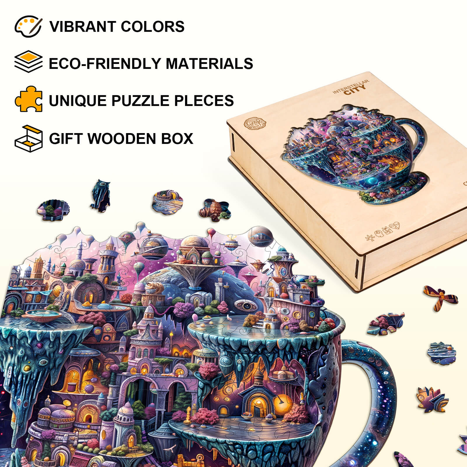 Interstellar City Wooden Jigsaw Puzzle - Image 4
