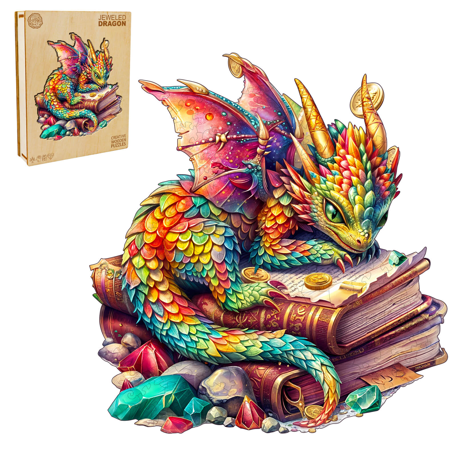 Jeweled Dragon Wooden Jigsaw Puzzle - Image 3
