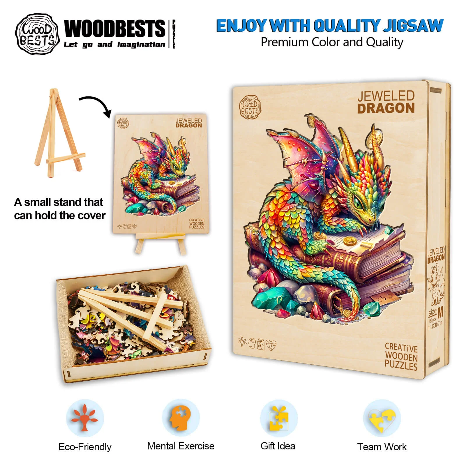 Jeweled Dragon Wooden Jigsaw Puzzle - Image 6