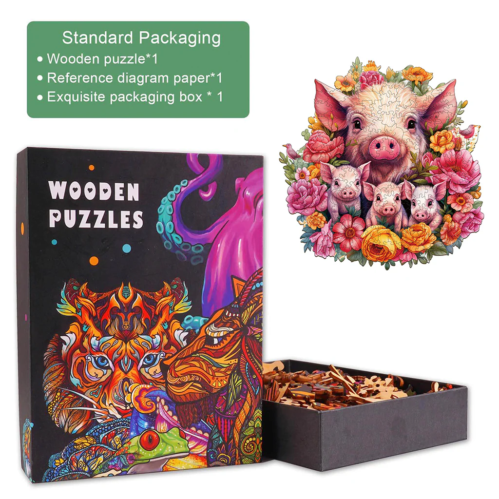 Mother Pig And Piglet-2 Wooden Jigsaw Puzzle - Image 4