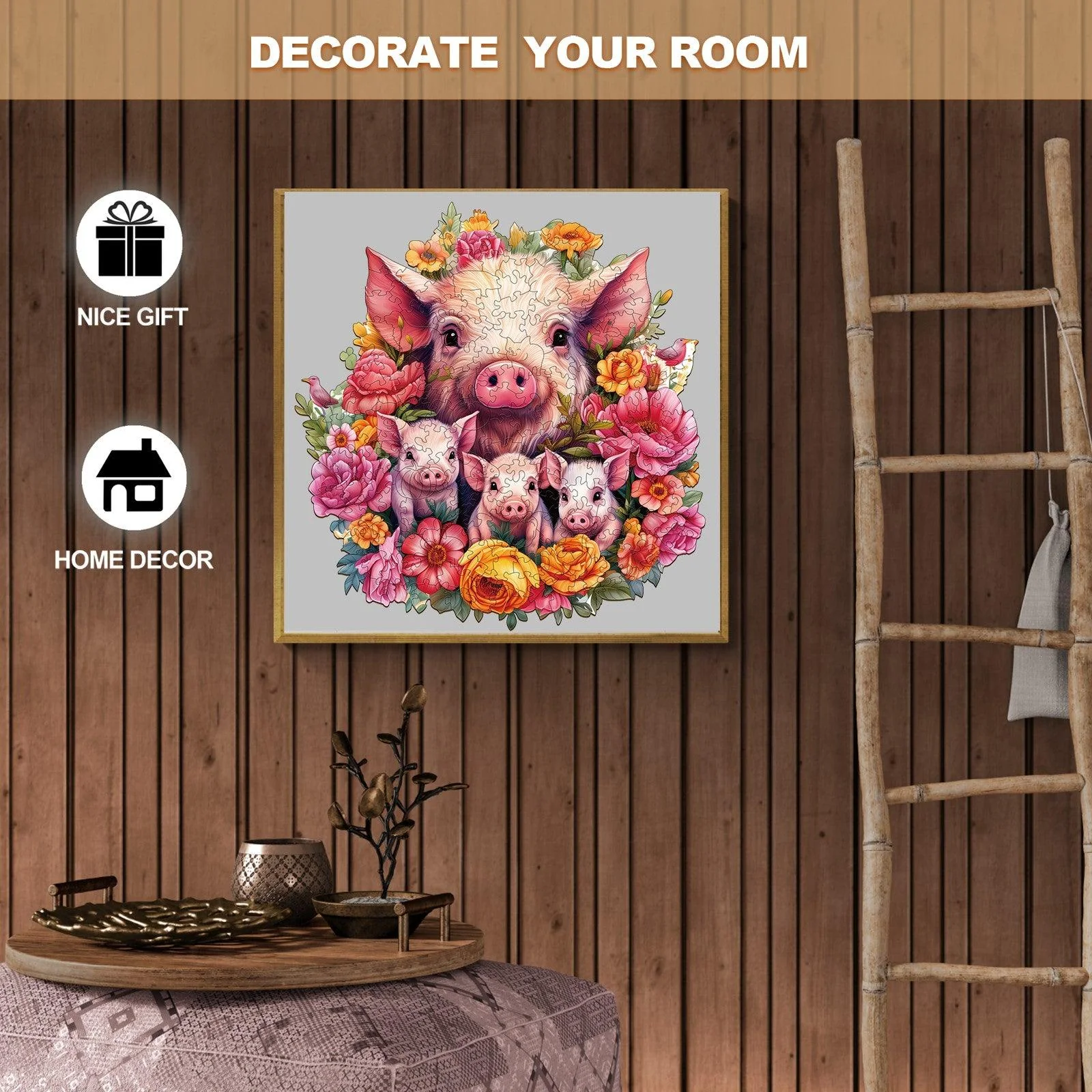Mother Pig And Piglet-2 Wooden Jigsaw Puzzle - Image 6