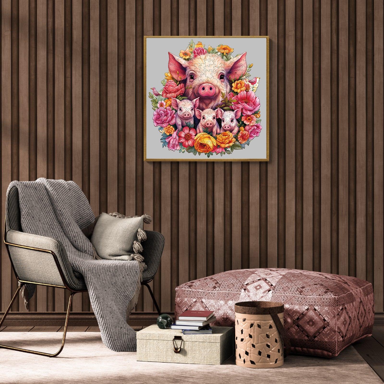 Mother Pig And Piglet-2 Wooden Jigsaw Puzzle - Image 9