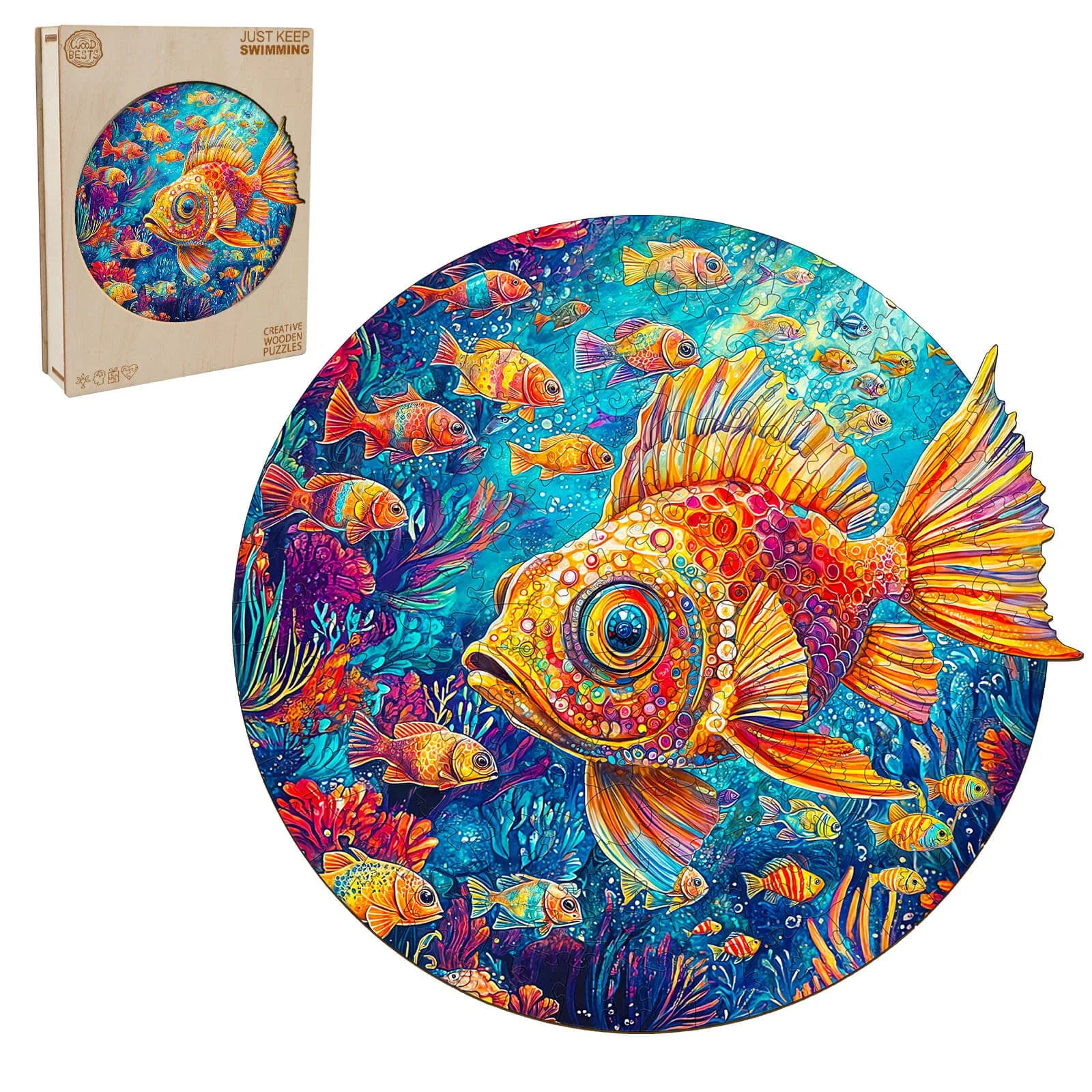 Just Keep Swimming Wooden Jigsaw Puzzle - Image 3