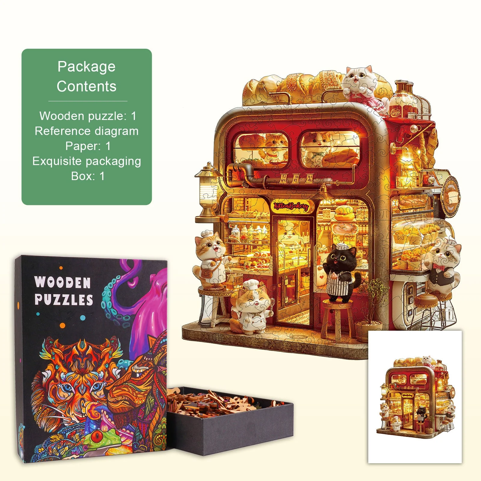Kitten Bakery Wooden Jigsaw Puzzle - Image 5