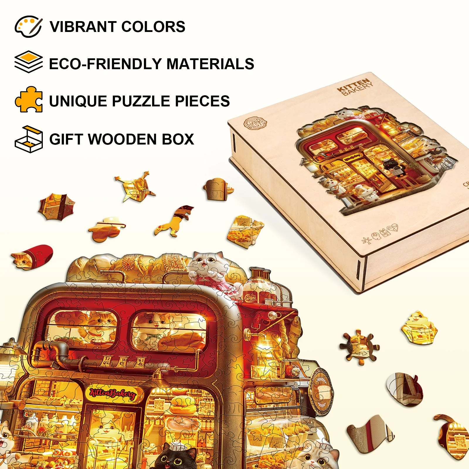 Kitten Bakery Wooden Jigsaw Puzzle - Image 7