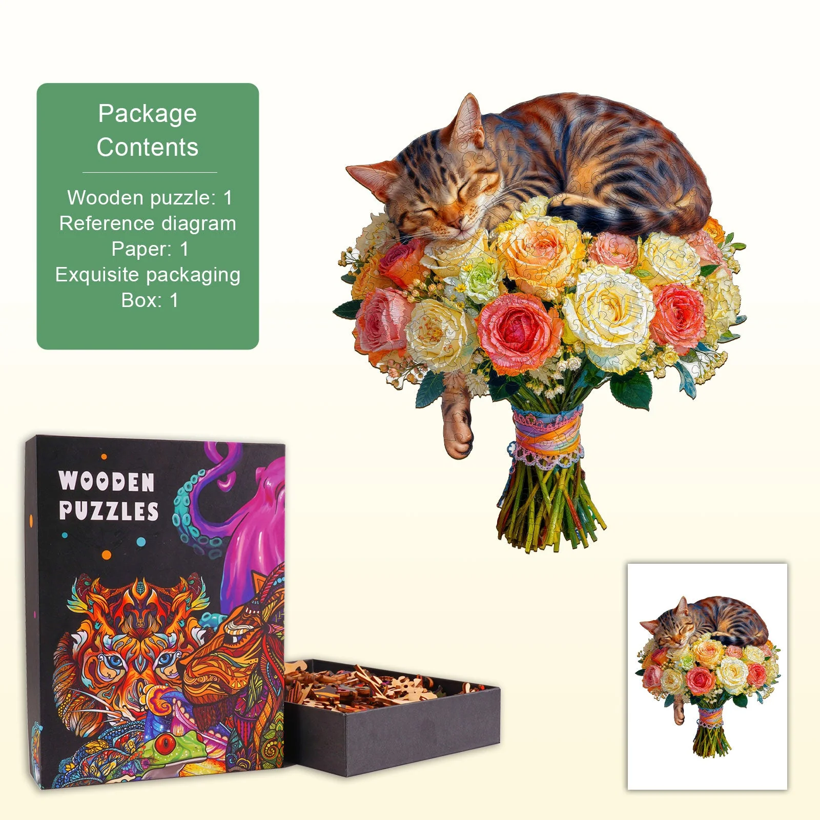 Kitten Bouquet Wooden Jigsaw Puzzle - Image 3