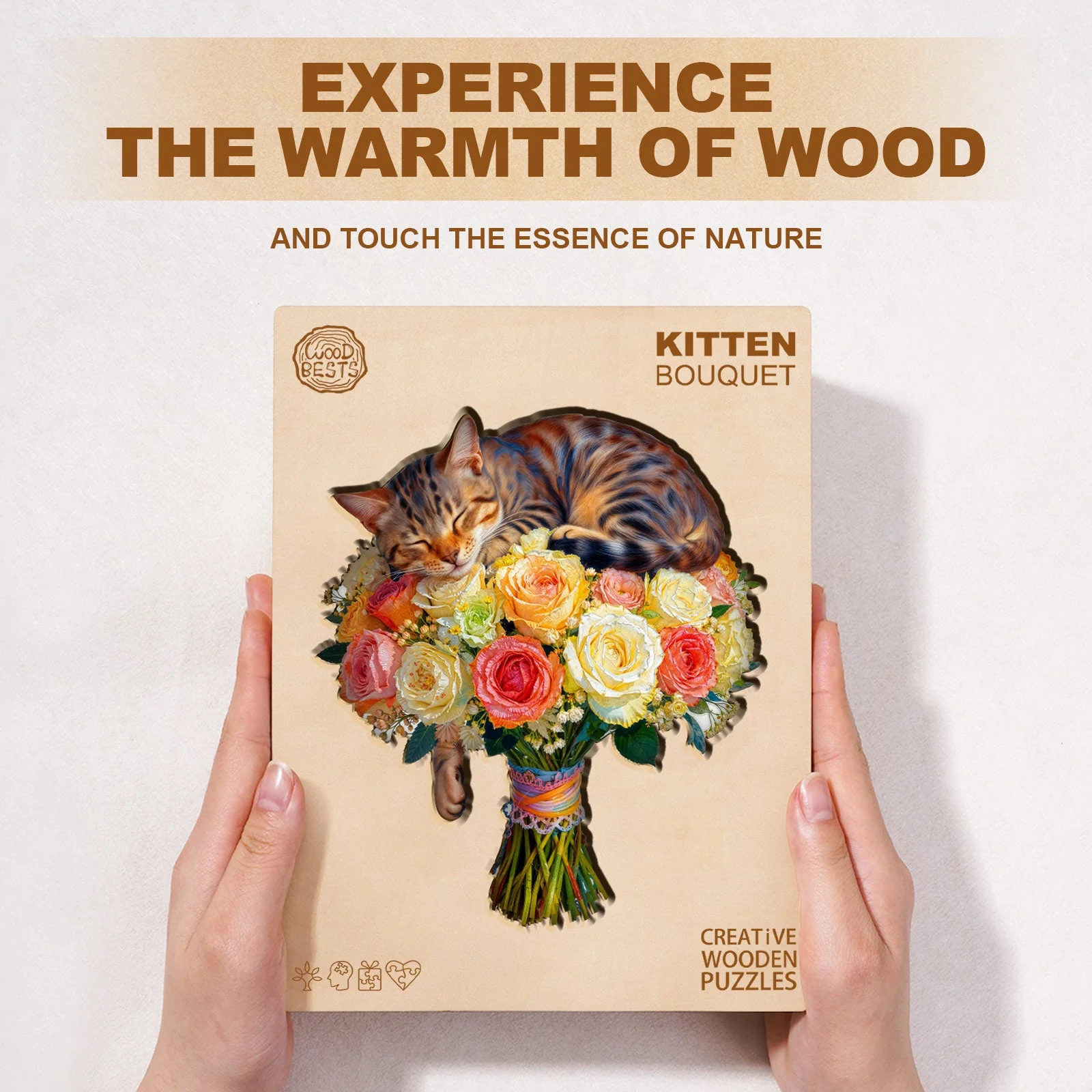 Kitten Bouquet Wooden Jigsaw Puzzle - Image 4