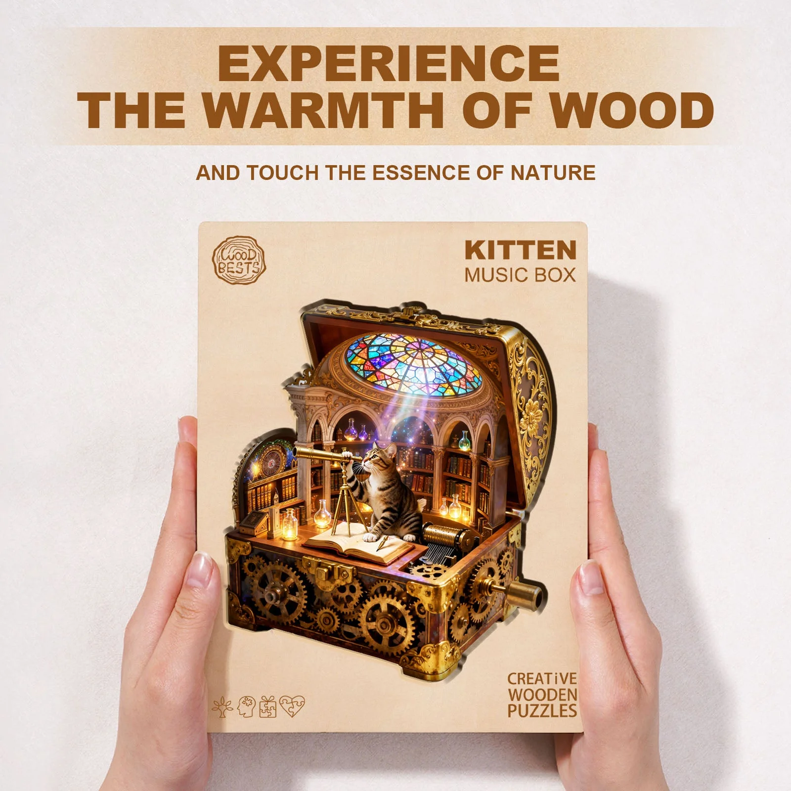 Kitten Music Box Wooden Jigsaw Puzzle - Image 4