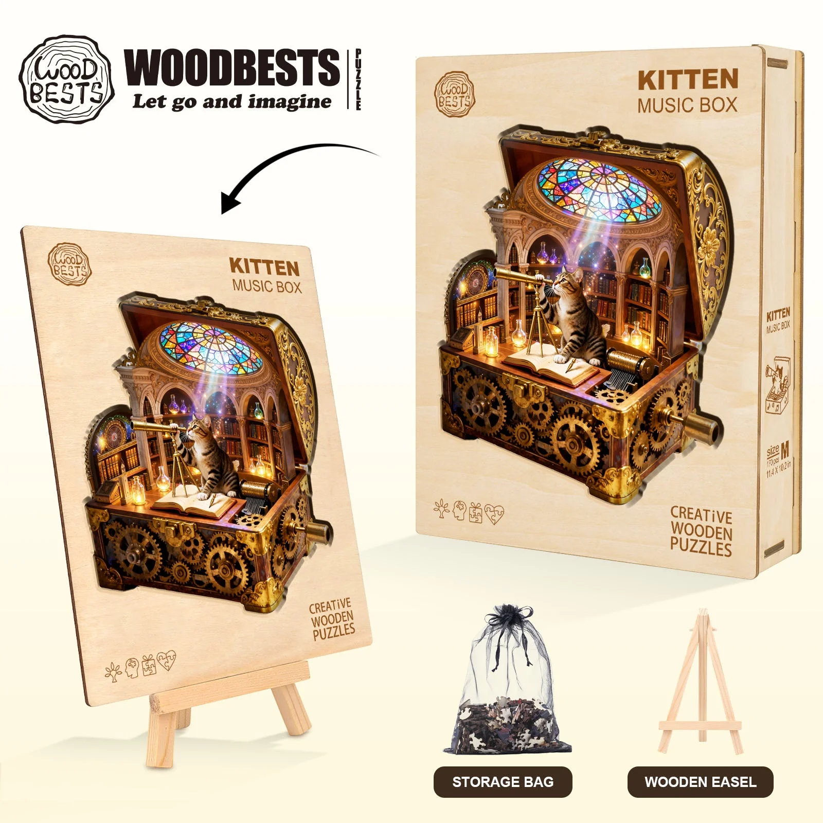 Kitten Music Box Wooden Jigsaw Puzzle - Image 6