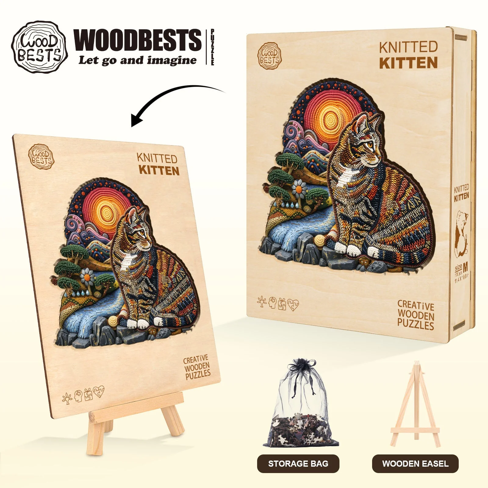 knitted kitten Wooden Jigsaw Puzzle - Image 6