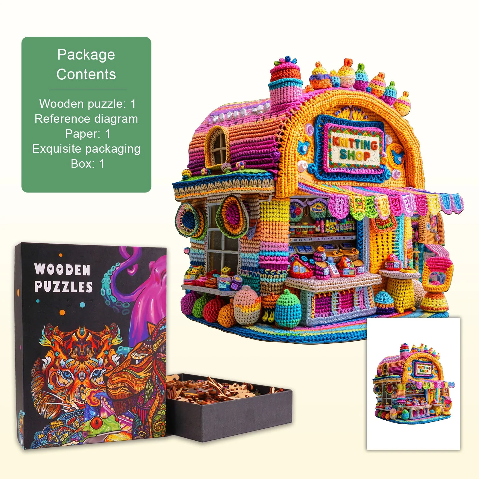 Knitting Shop Wooden Jigsaw Puzzle - Image 3