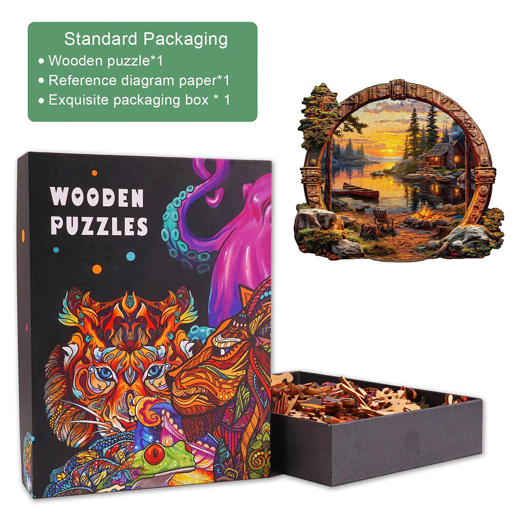 Lakeside sunset Wooden Jigsaw Puzzle - Image 5