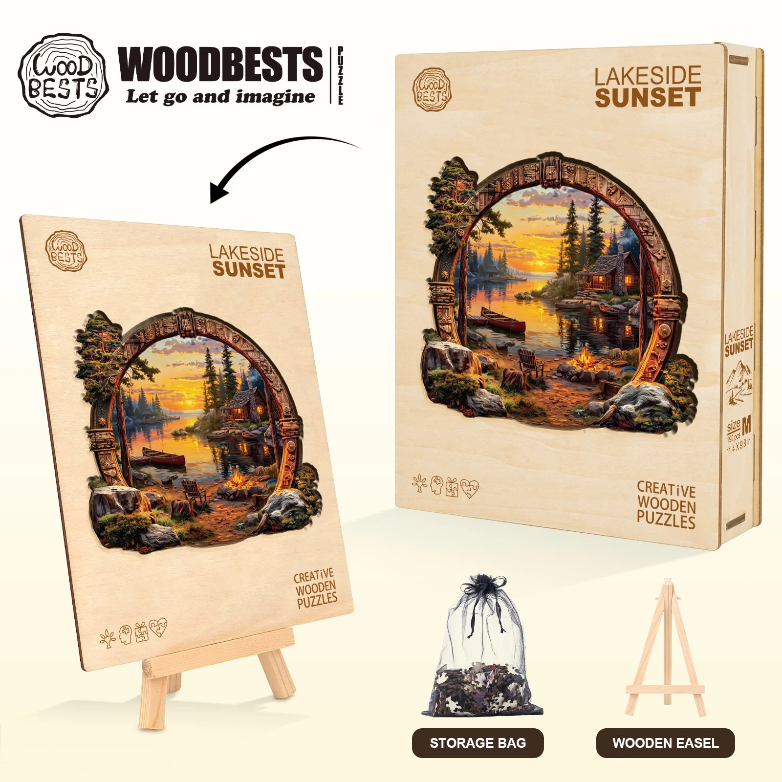 Lakeside sunset Wooden Jigsaw Puzzle - Image 6