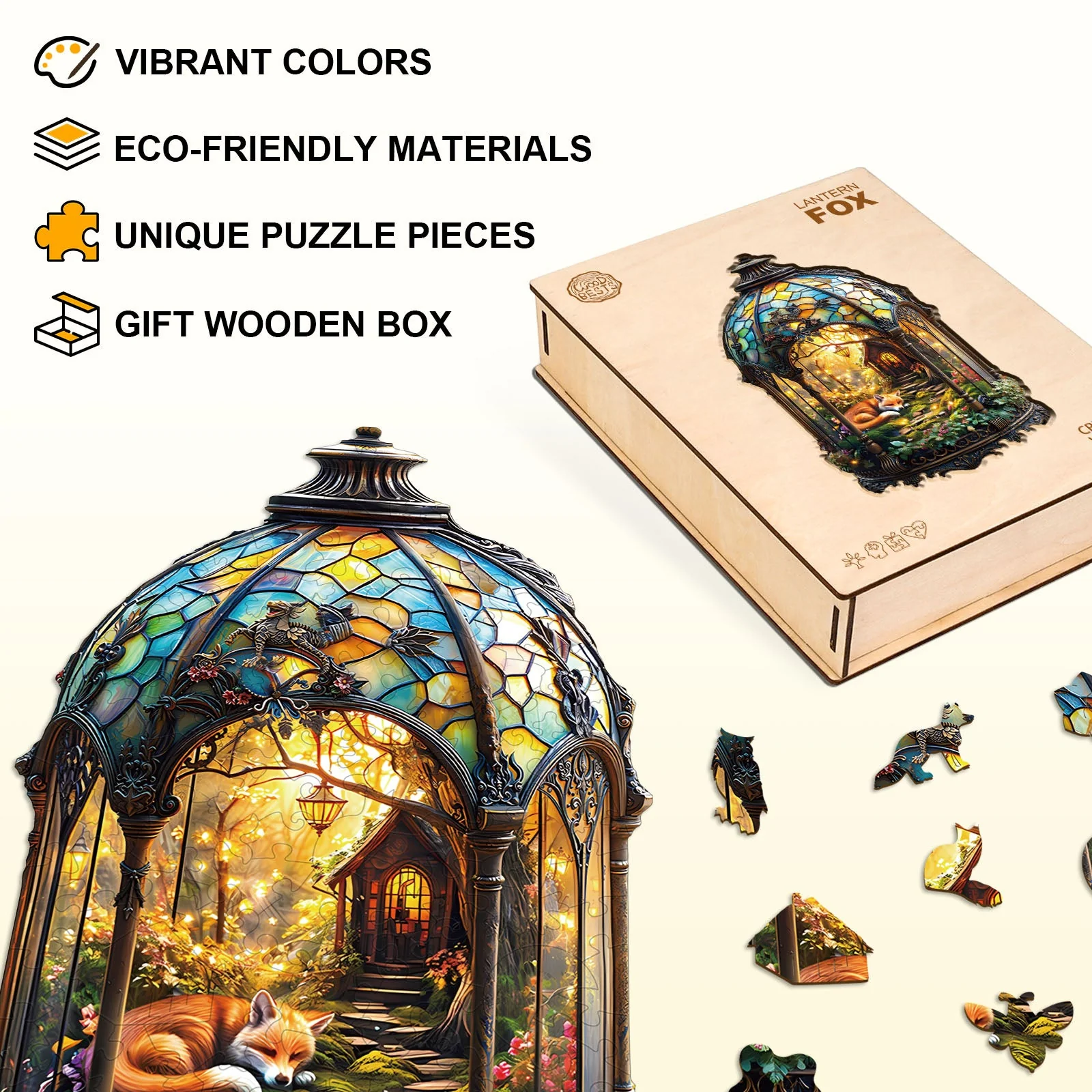 Lantern Fox Wooden Jigsaw Puzzle - Image 5