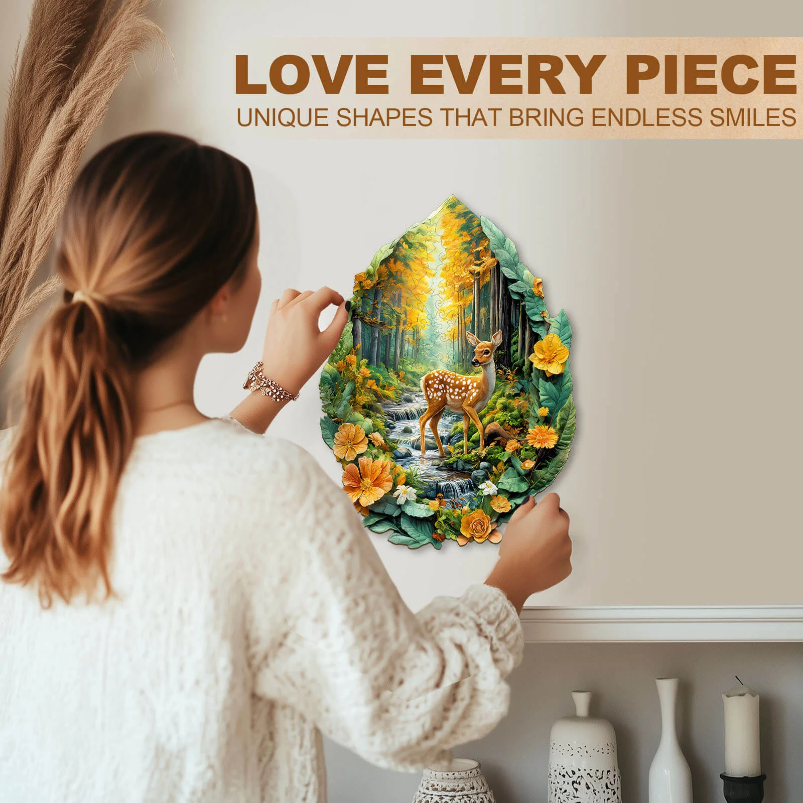 Leaf Forest deer Wooden Jigsaw Puzzle - Image 8