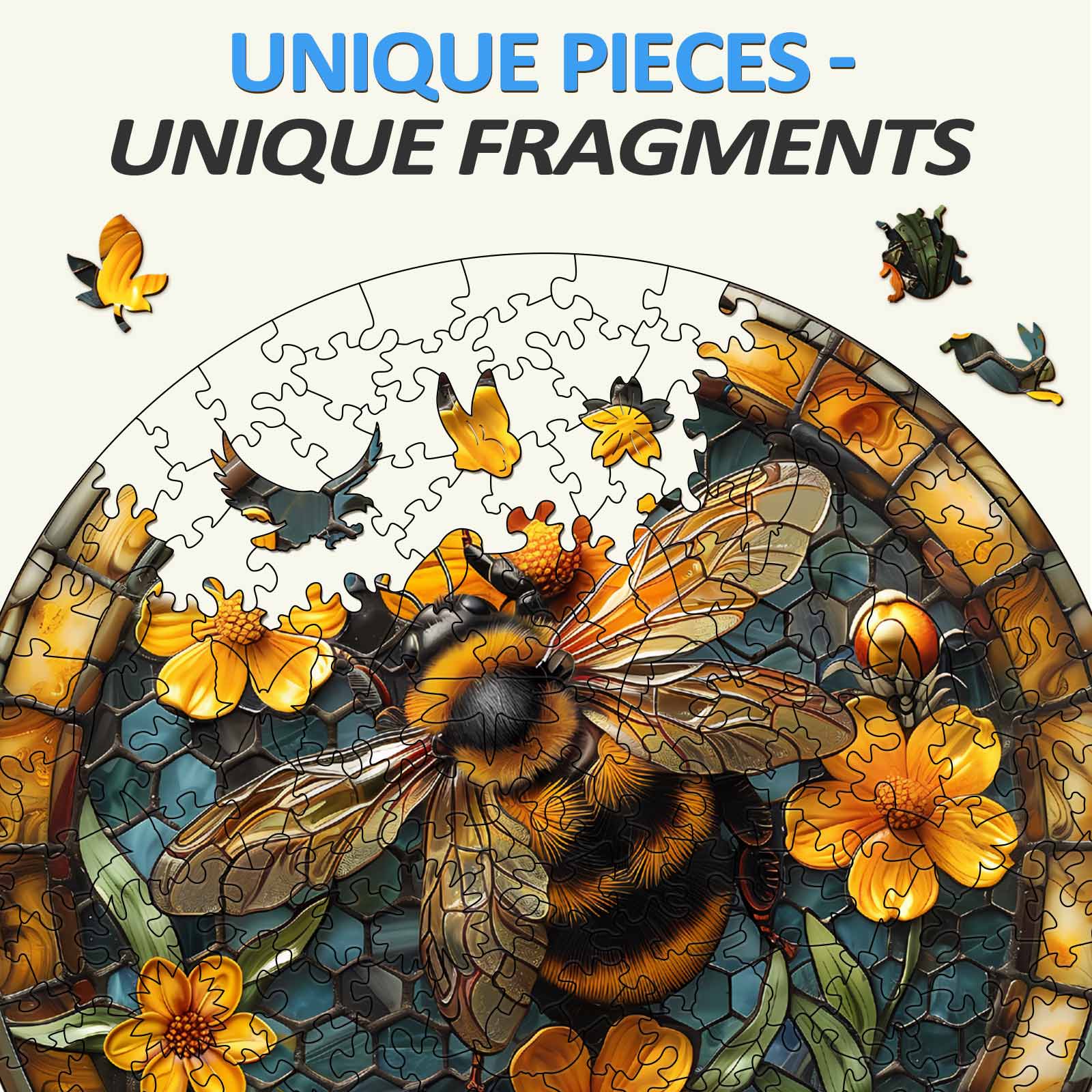 Leisurely Bee Wooden Jigsaw Puzzle - Image 3