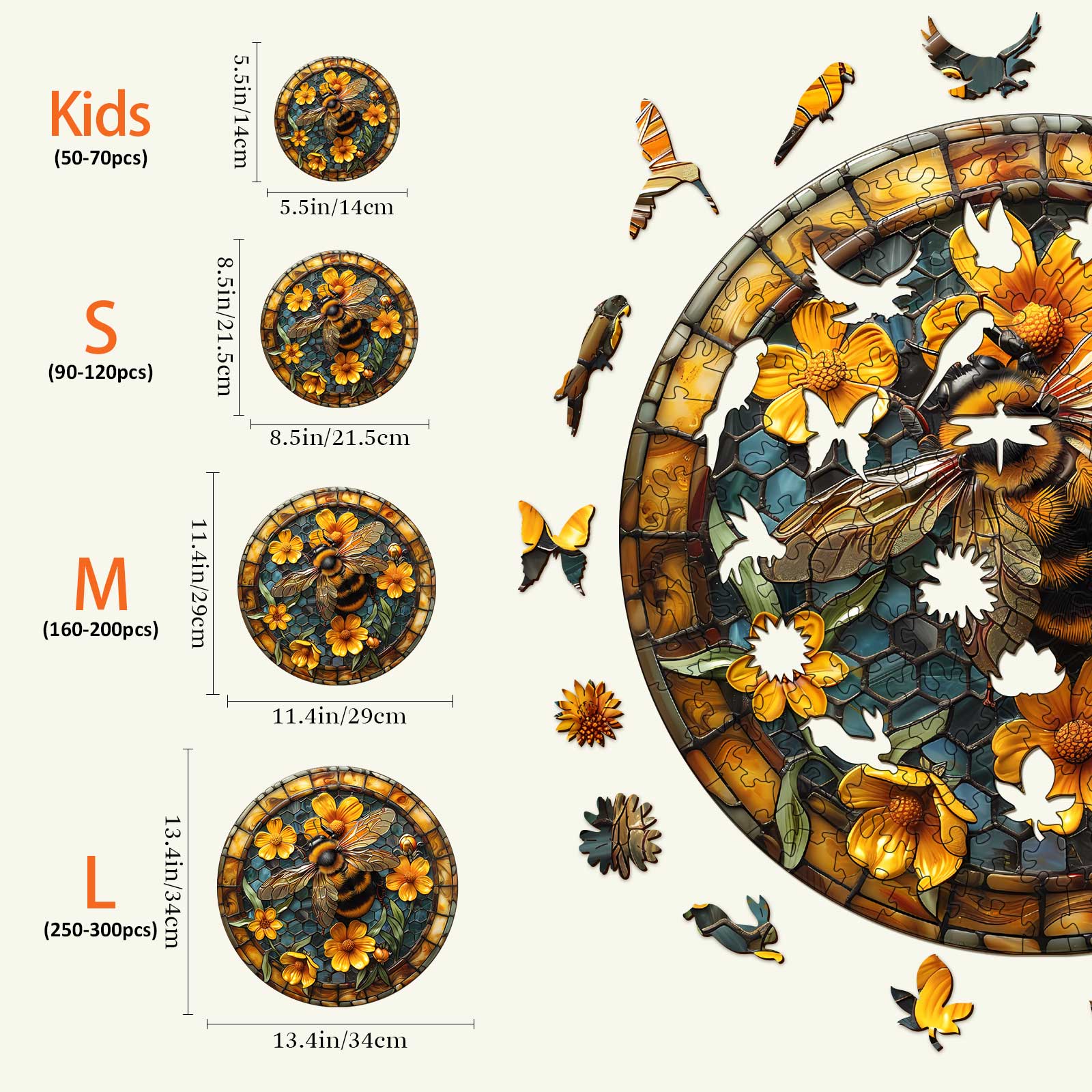Leisurely Bee Wooden Jigsaw Puzzle - Image 4