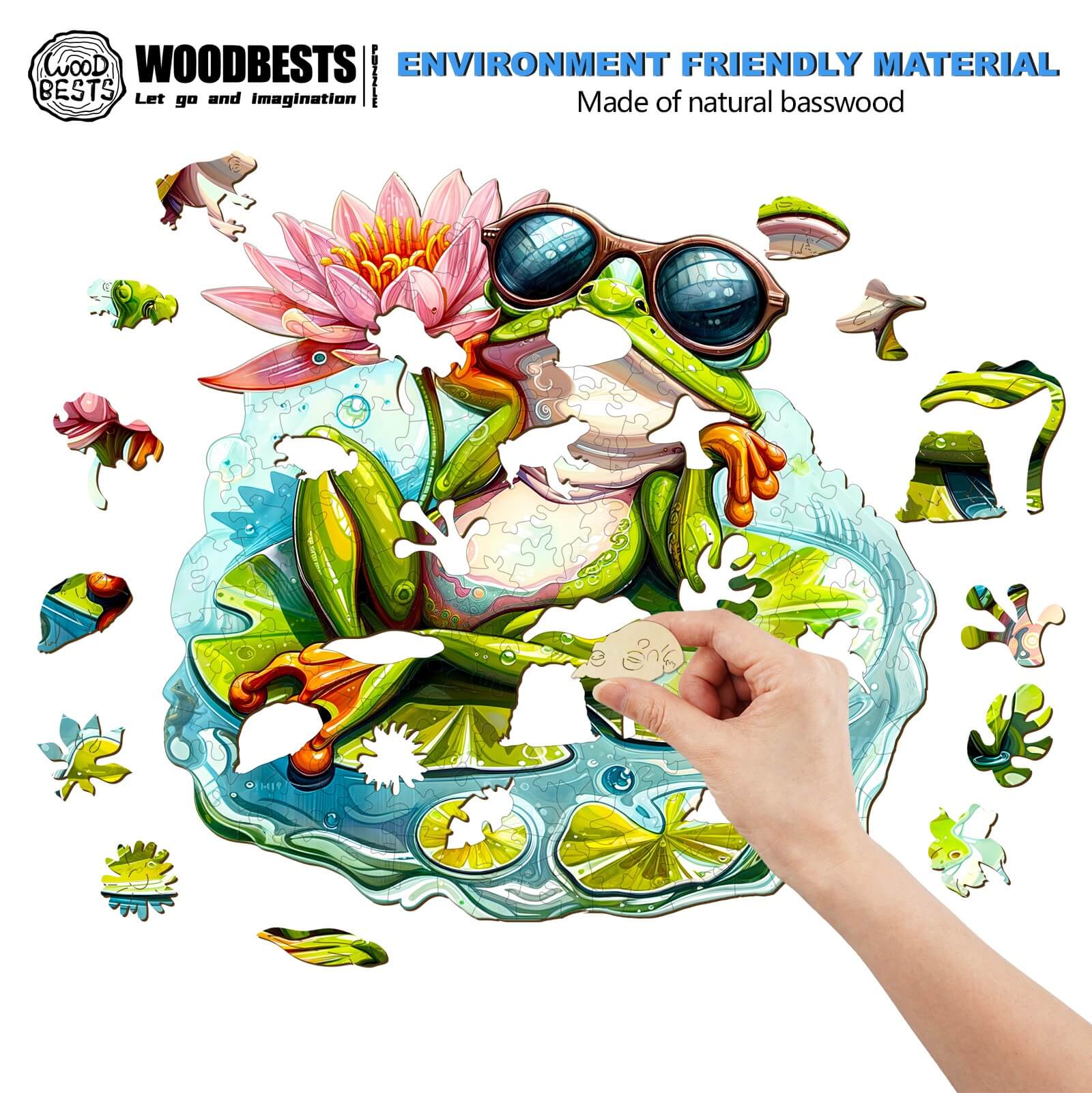 Leisurely Frog-1 Wooden Jigsaw Puzzle - Image 4
