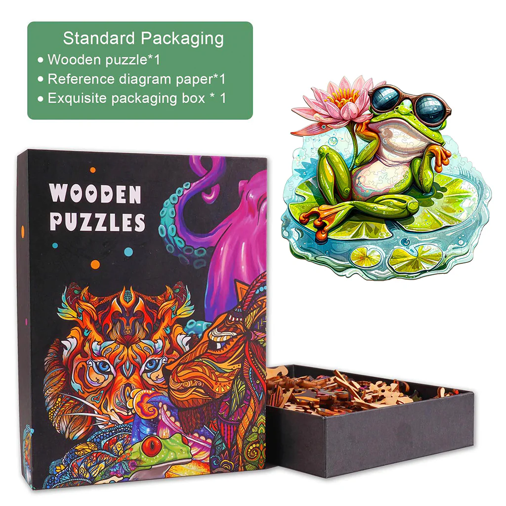 Leisurely Frog-1 Wooden Jigsaw Puzzle - Image 5