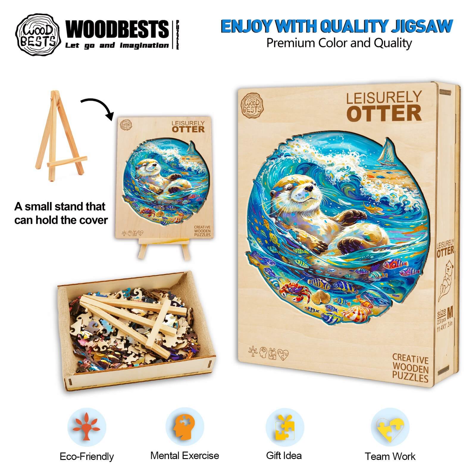 Leisurely Otter Wooden Jigsaw Puzzle - Image 5