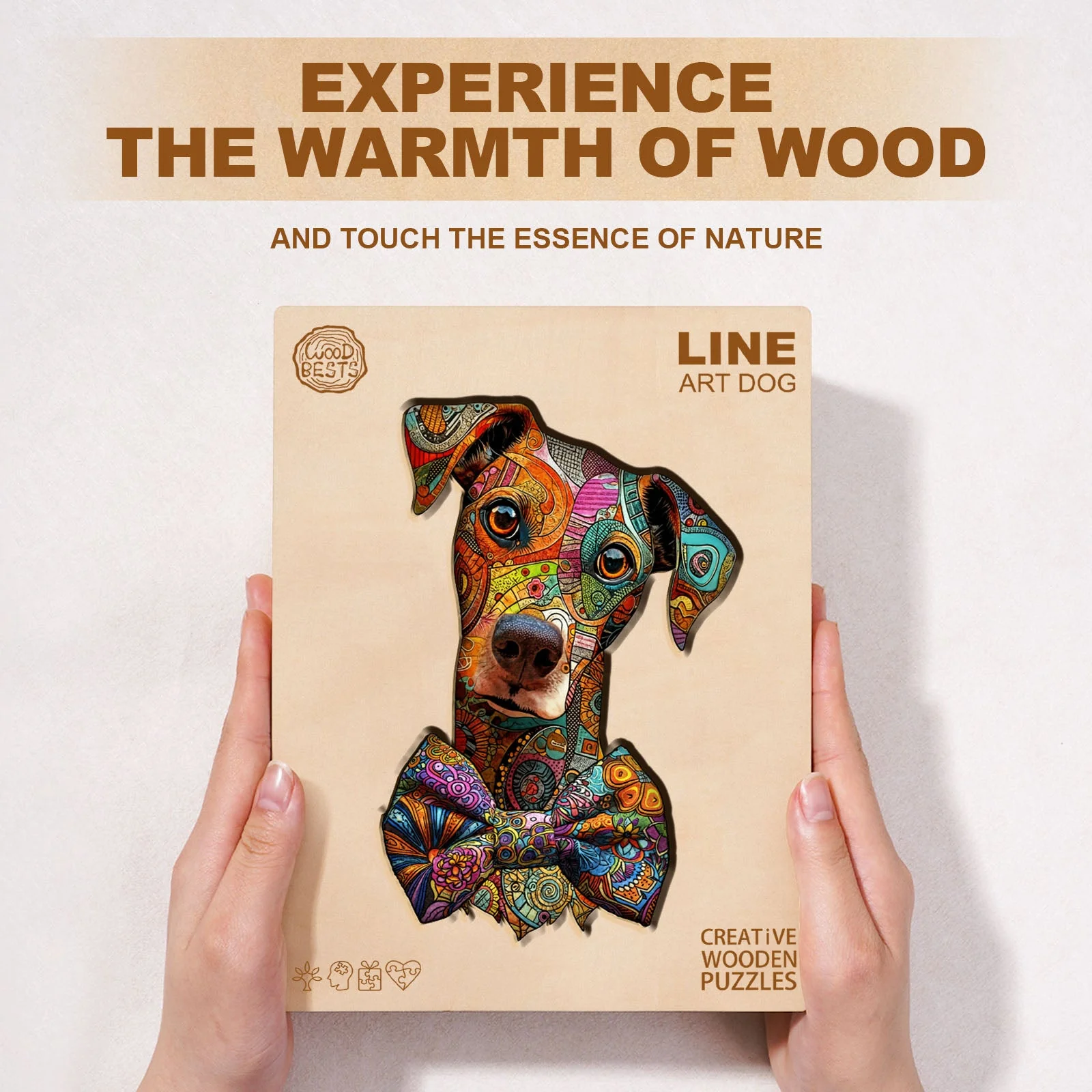 Line Art Dog Wooden Jigsaw Puzzle - Image 4