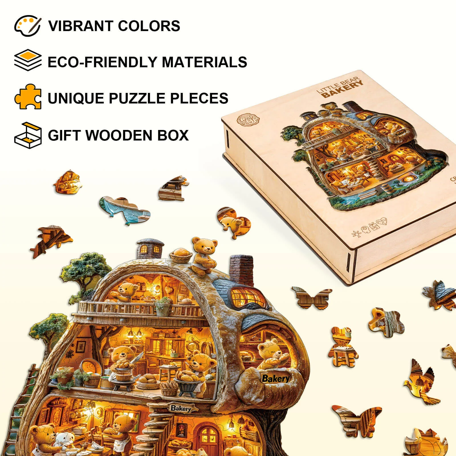 Little Bear Bakery Wooden Jigsaw Puzzle - Image 4