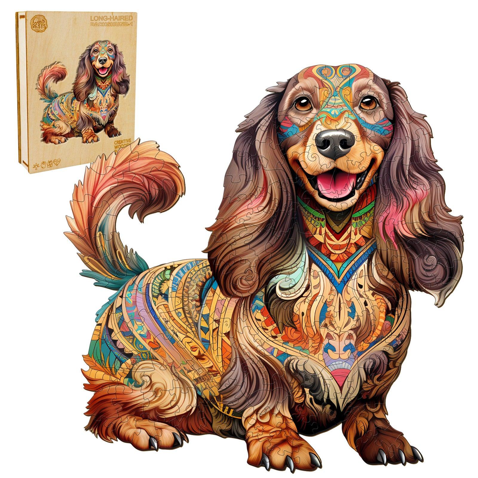 Long-haired Dachshund 1 Wooden Jigsaw Puzzle - Image 3