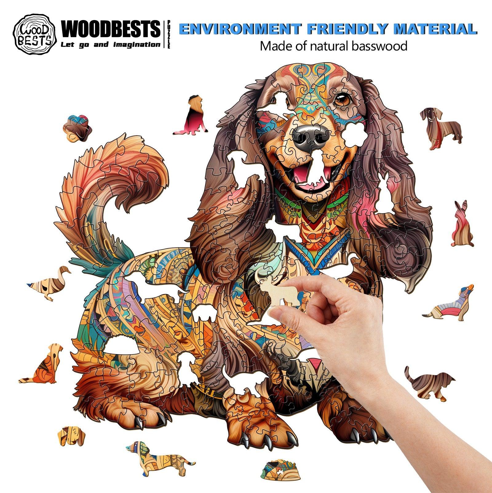 Long-haired Dachshund 1 Wooden Jigsaw Puzzle - Image 4