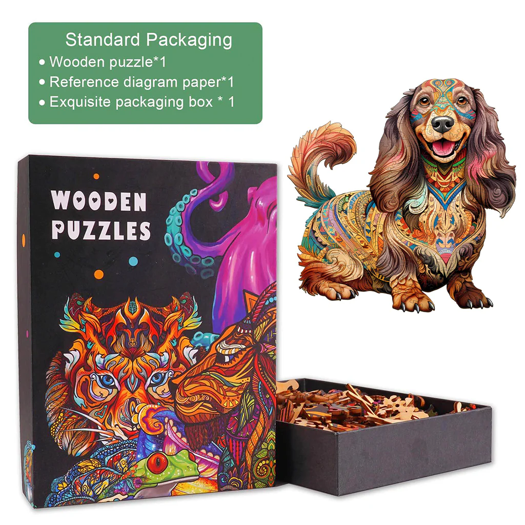 Long-haired Dachshund 1 Wooden Jigsaw Puzzle - Image 5