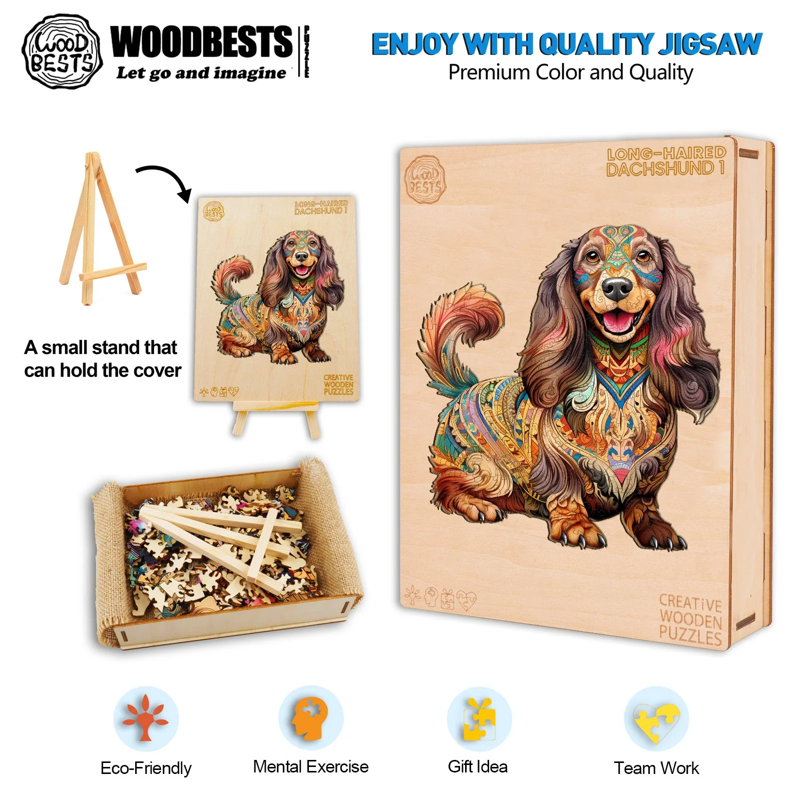 Long-haired Dachshund 1 Wooden Jigsaw Puzzle - Image 6