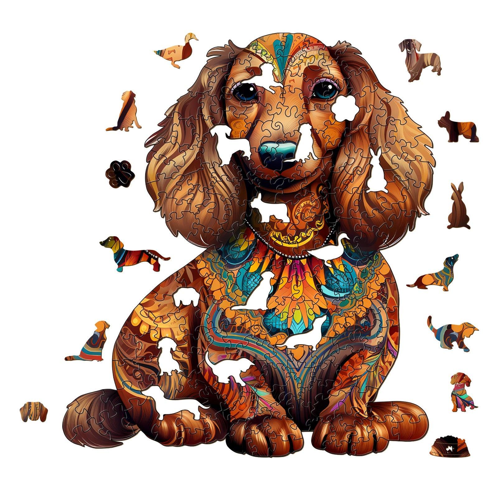 Long-haired Dachshund 2 Wooden Jigsaw Puzzle - Image 2