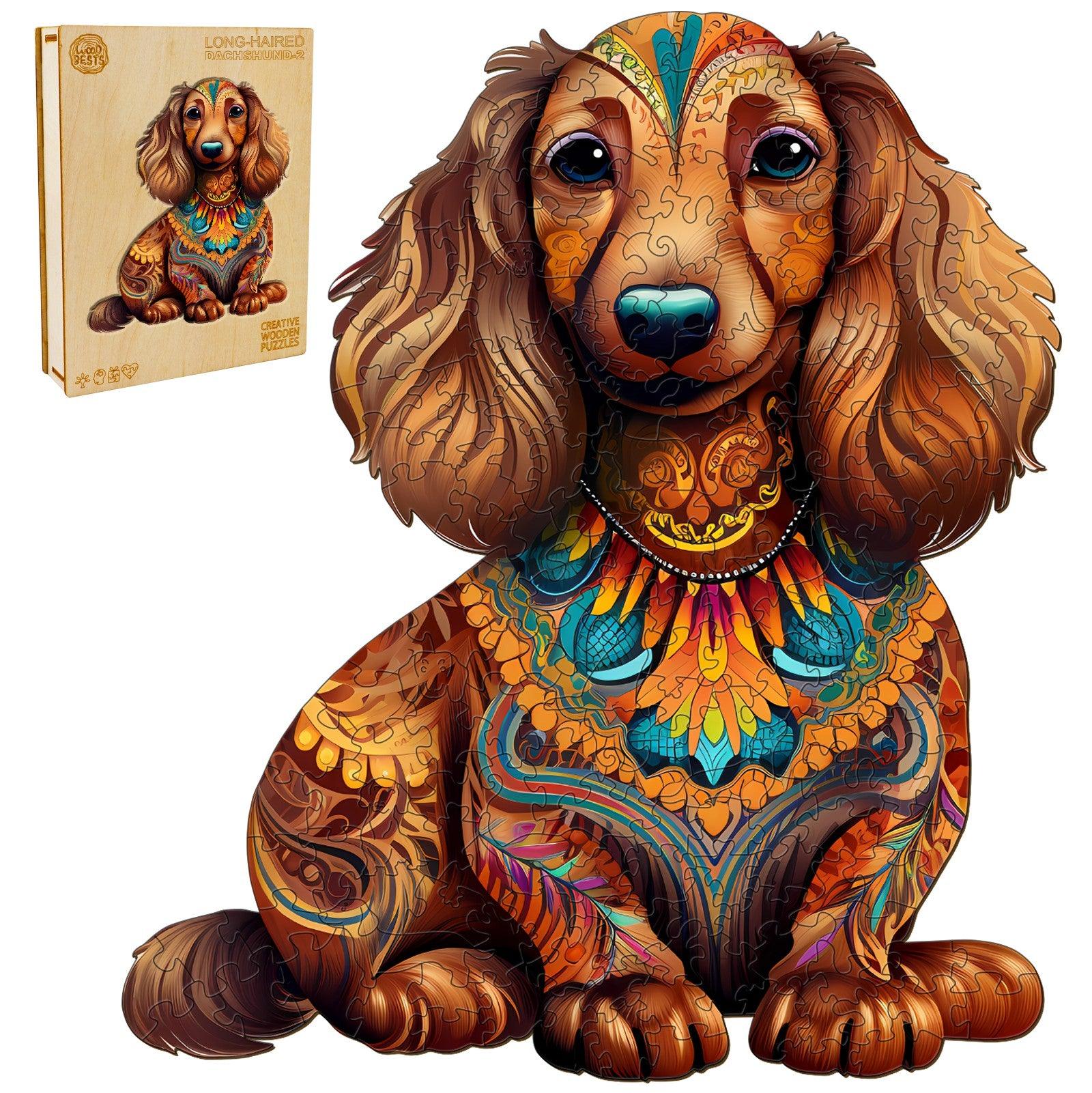 Long-haired Dachshund 2 Wooden Jigsaw Puzzle - Image 3