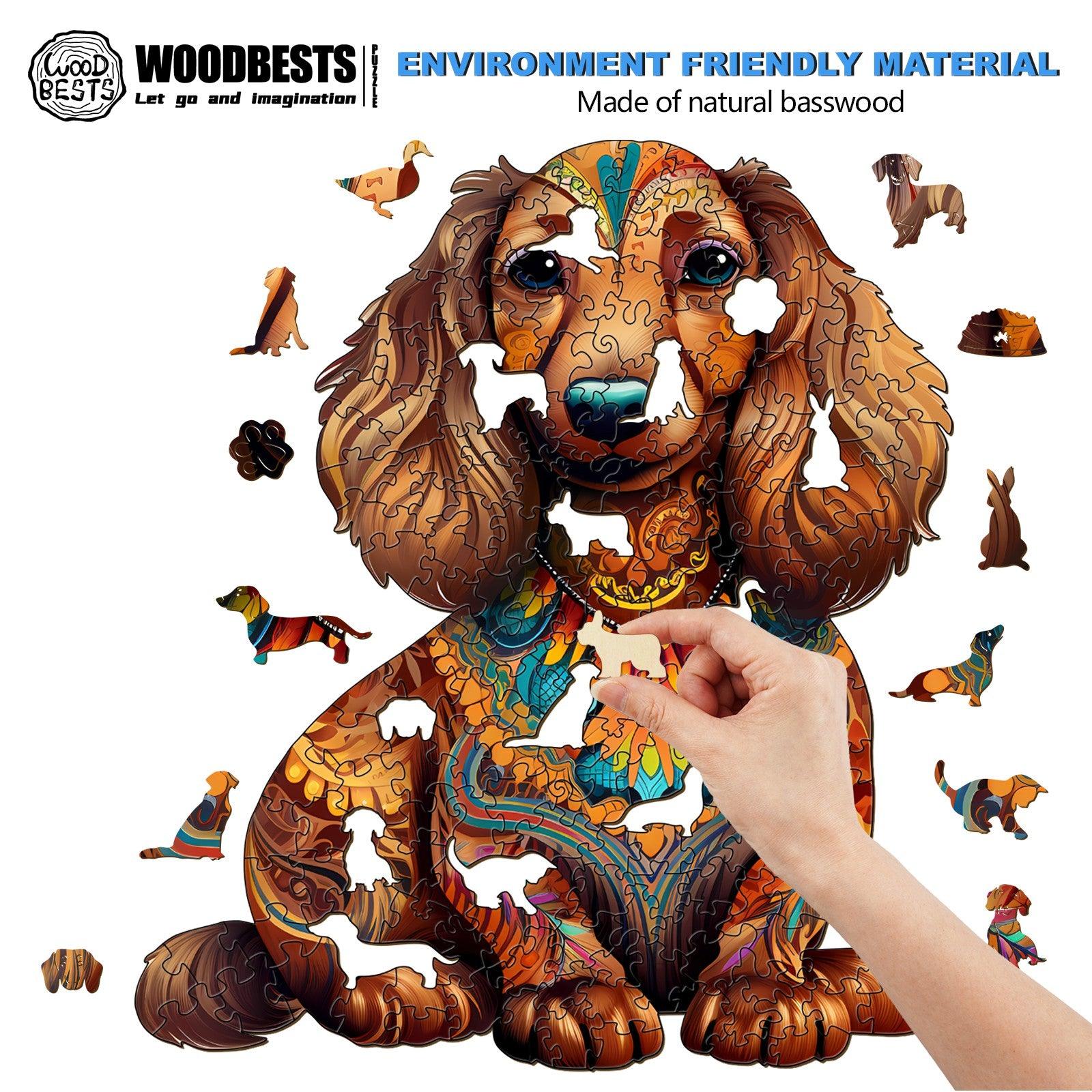 Long-haired Dachshund 2 Wooden Jigsaw Puzzle - Image 4