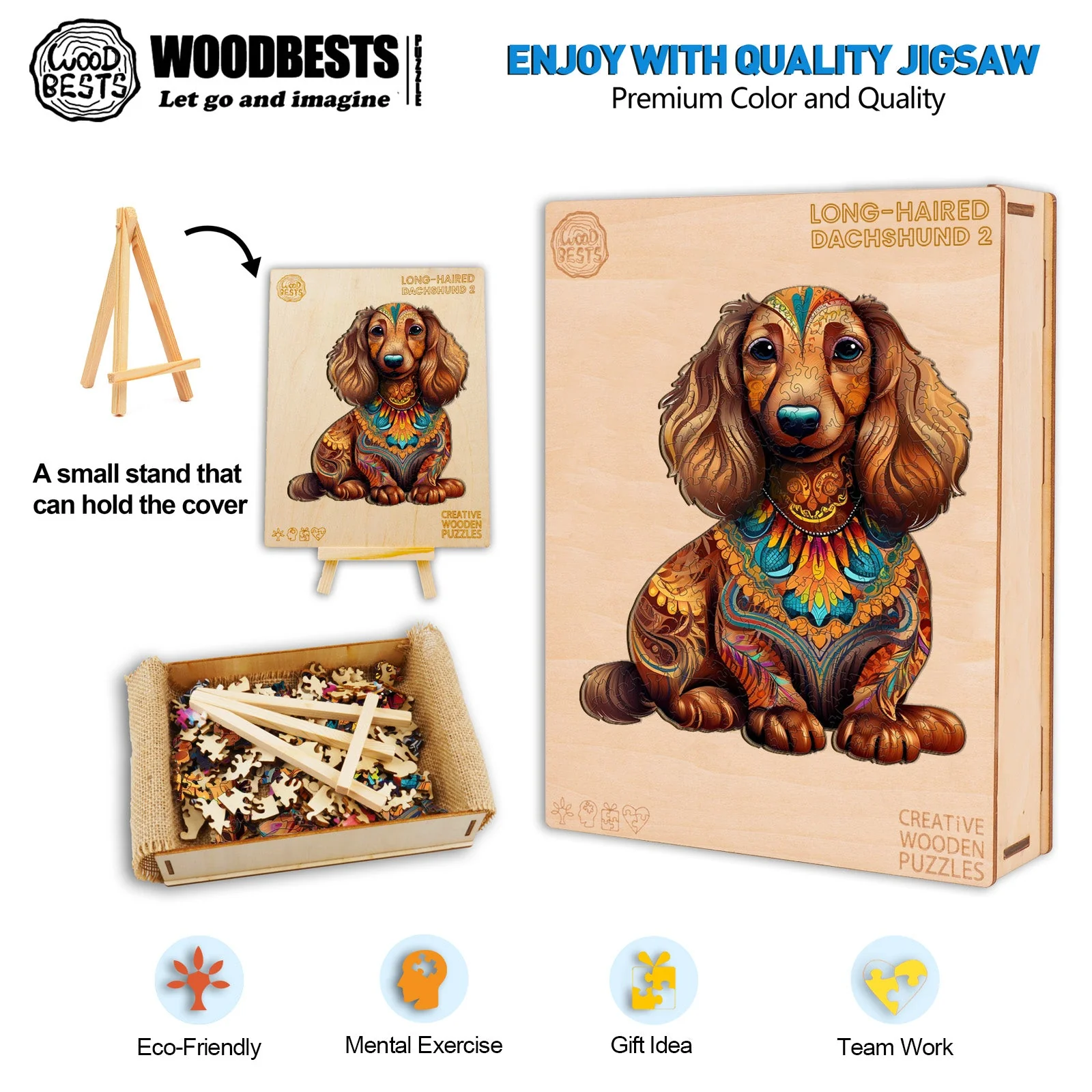 Long-haired Dachshund 2 Wooden Jigsaw Puzzle - Image 5