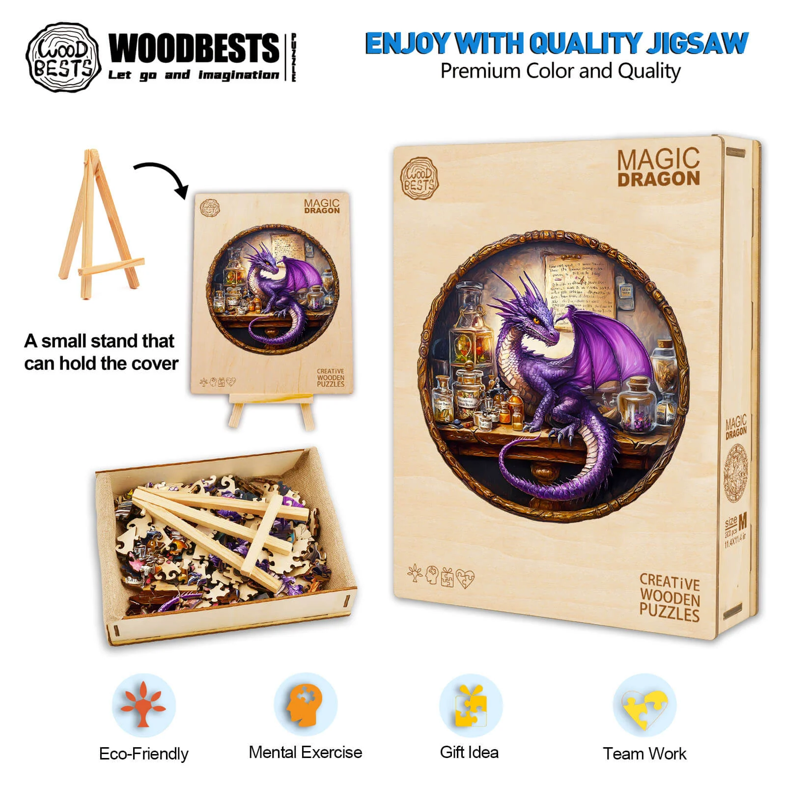 Magic Dragon Wooden Jigsaw Puzzle - Image 7