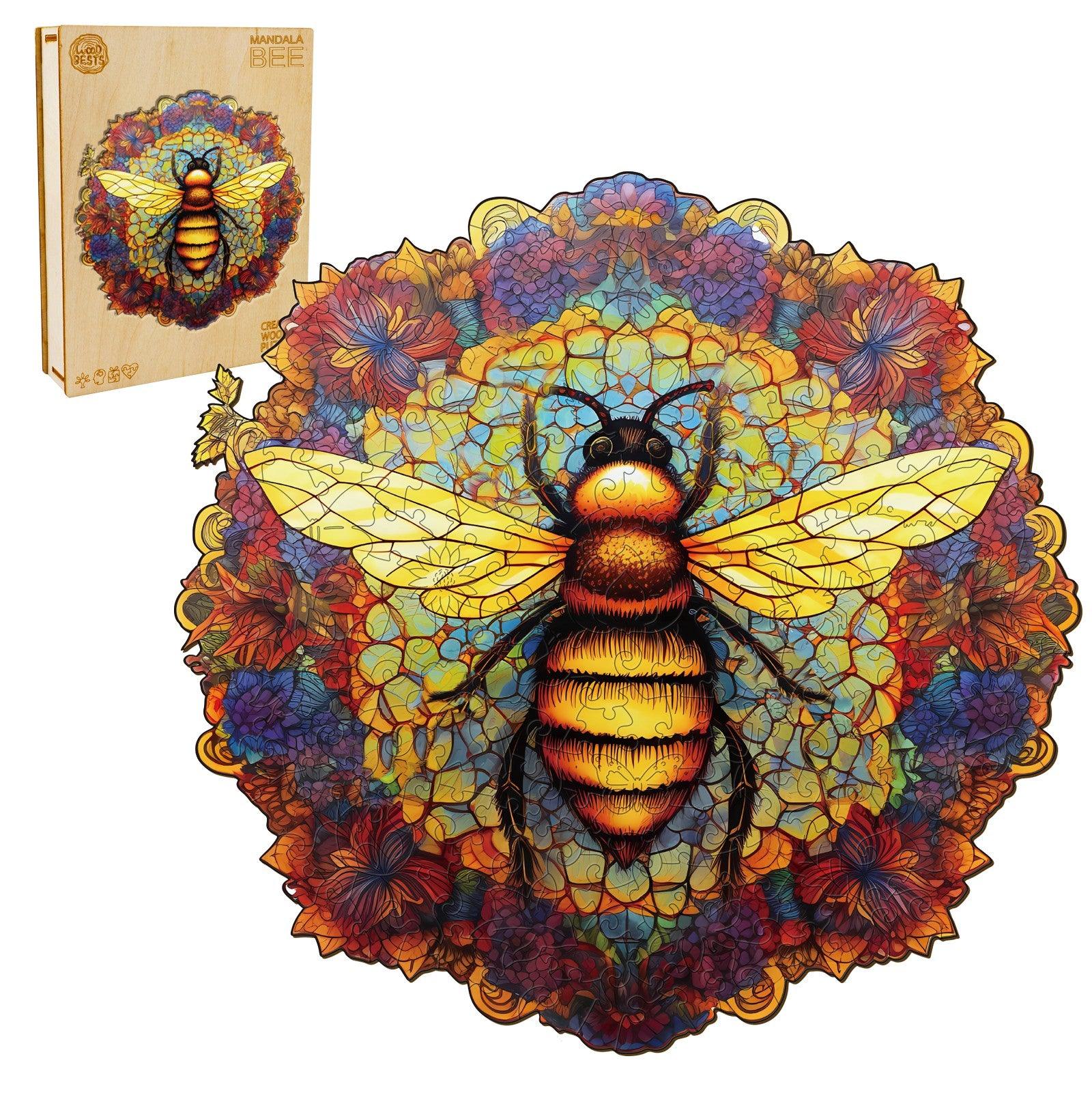 Mandala Bee Wooden Jigsaw Puzzle - Image 3