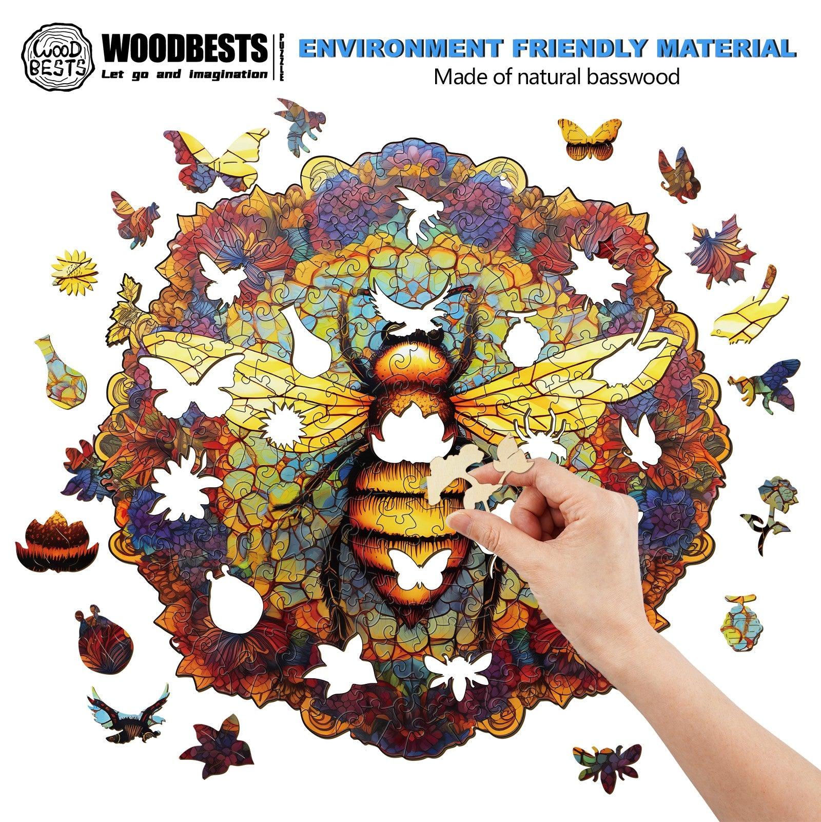 Mandala Bee Wooden Jigsaw Puzzle - Image 4