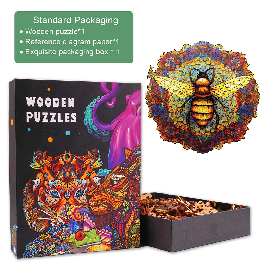 Mandala Bee Wooden Jigsaw Puzzle - Image 5
