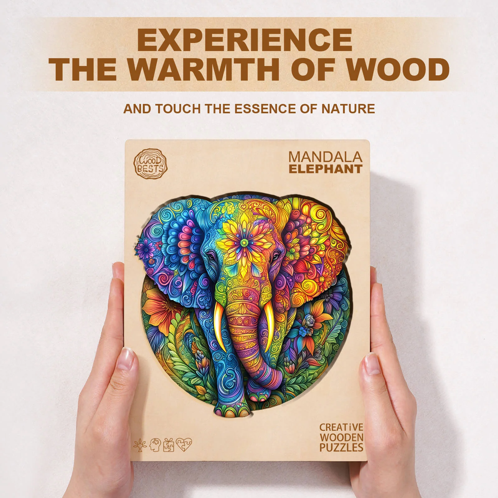 Mandala Elephant Wooden Jigsaw Puzzle - Image 3