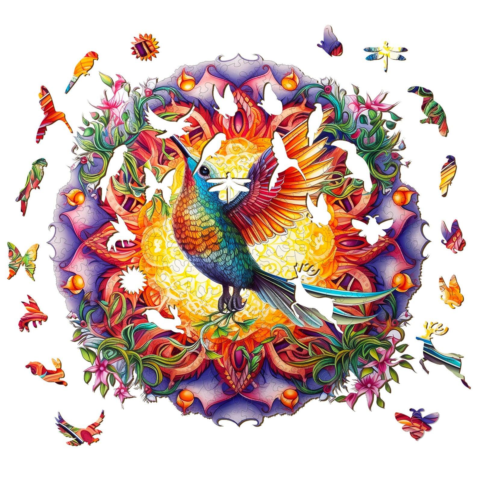 Mandala & Hummingbird 2 Wooden Jigsaw Puzzle - Image 2