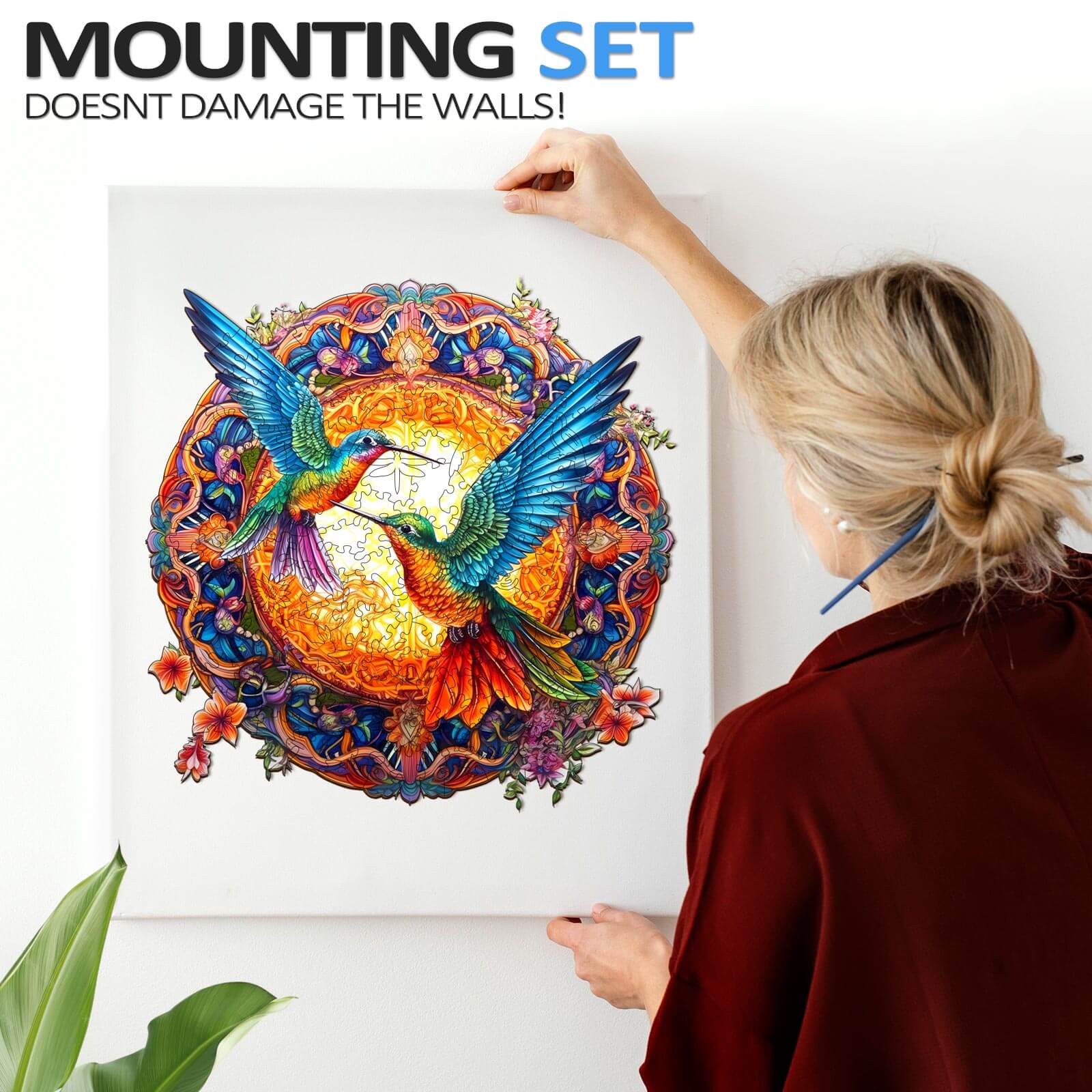 Mandala & Hummingbirds Wooden Jigsaw Puzzle - Image 10
