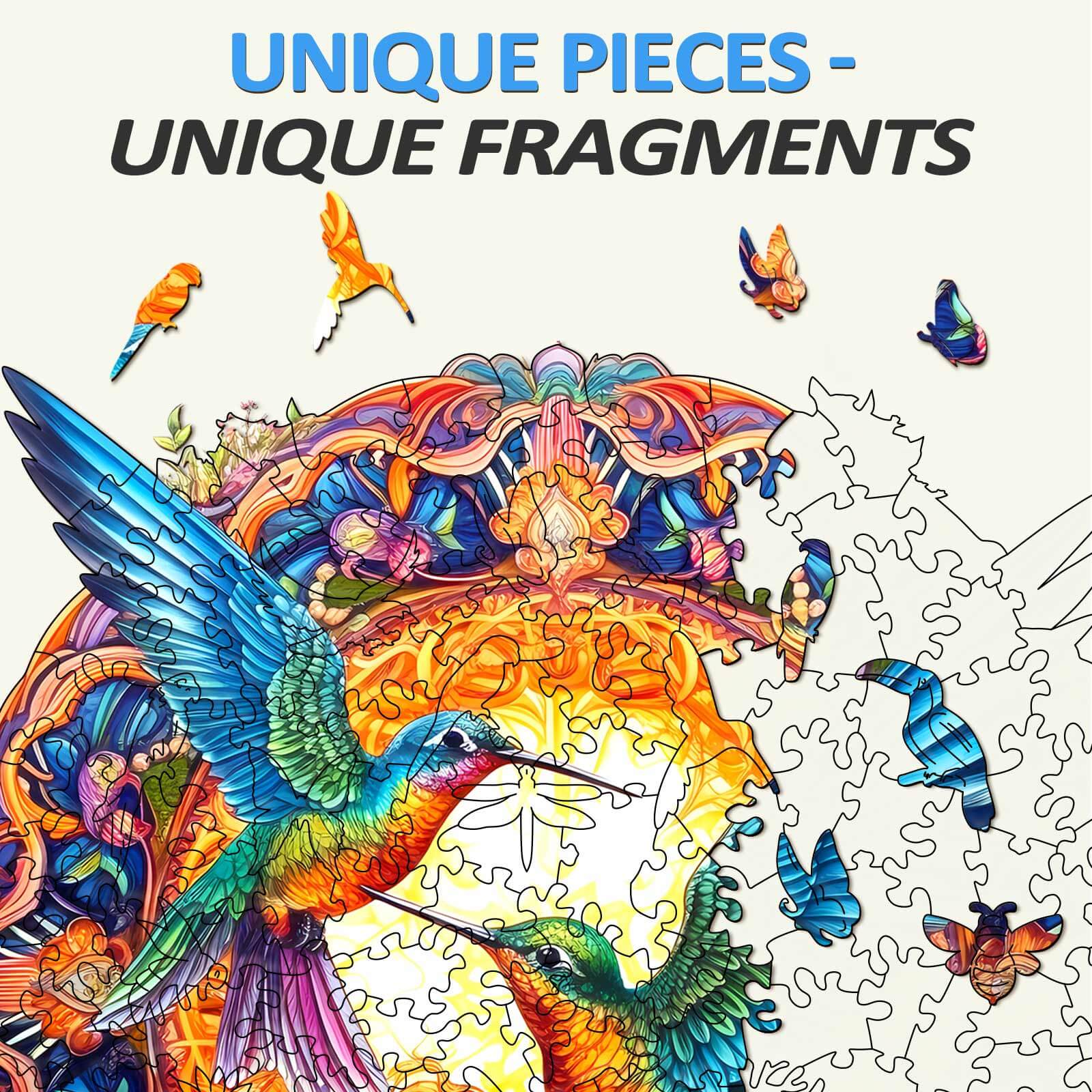 Mandala & Hummingbirds Wooden Jigsaw Puzzle - Image 5