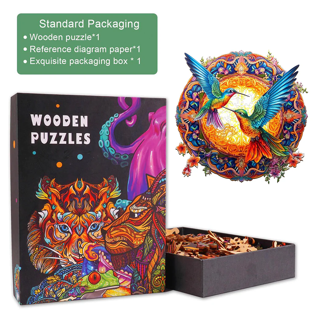 Mandala & Hummingbirds Wooden Jigsaw Puzzle - Image 6
