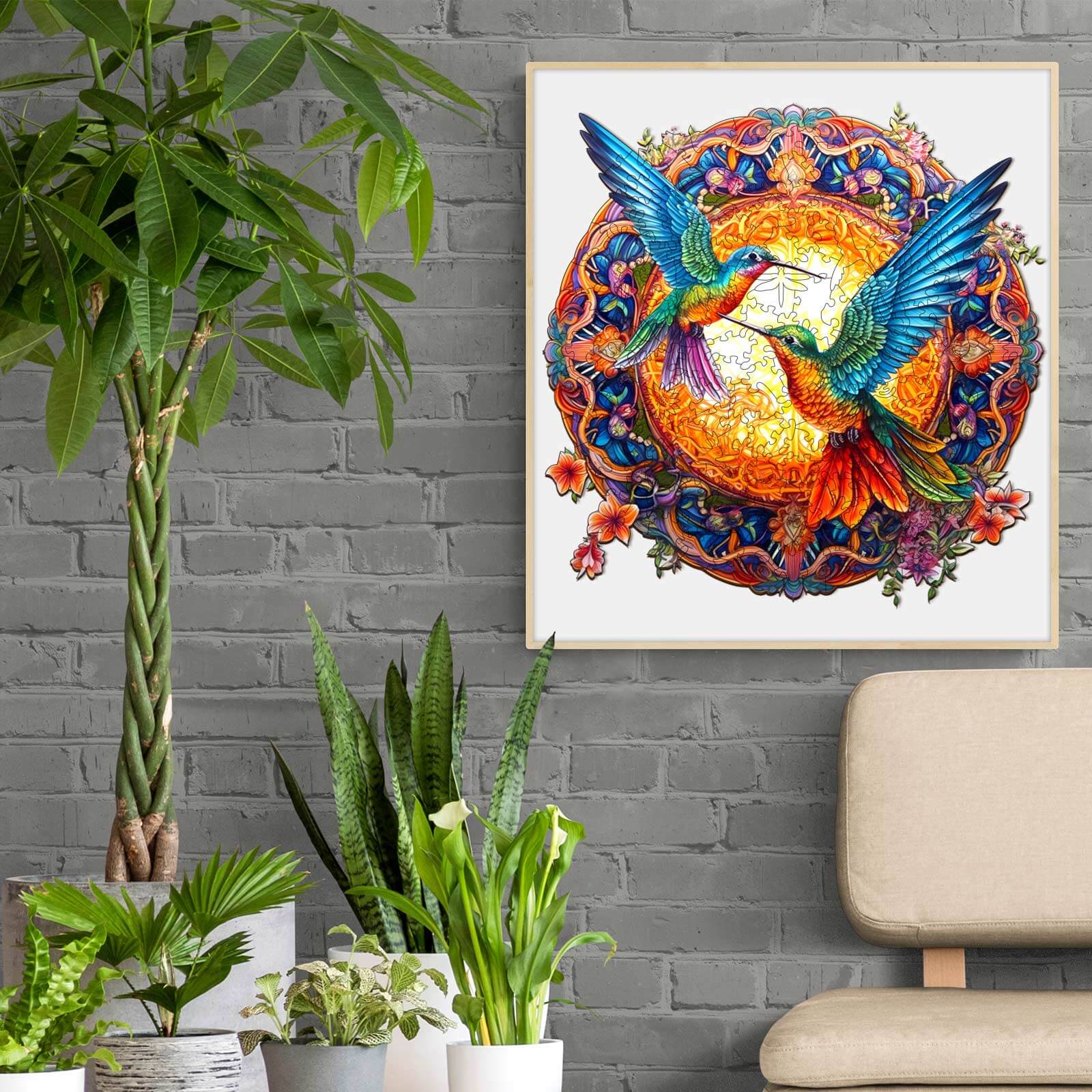 Mandala & Hummingbirds Wooden Jigsaw Puzzle - Image 9