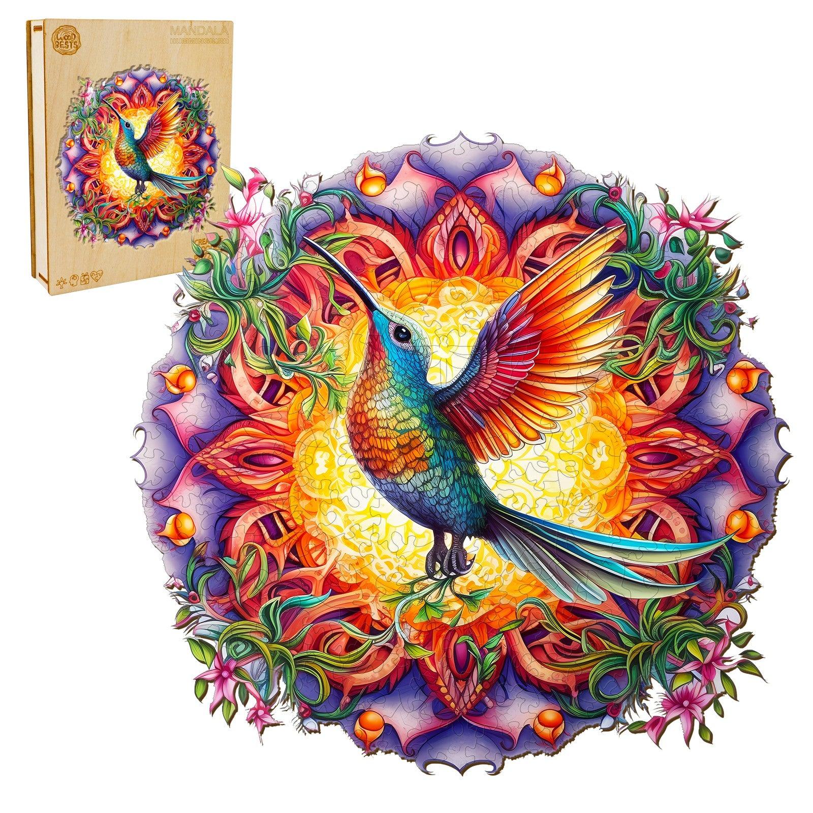 Mandala & Hummingbird 2 Wooden Jigsaw Puzzle - Image 3
