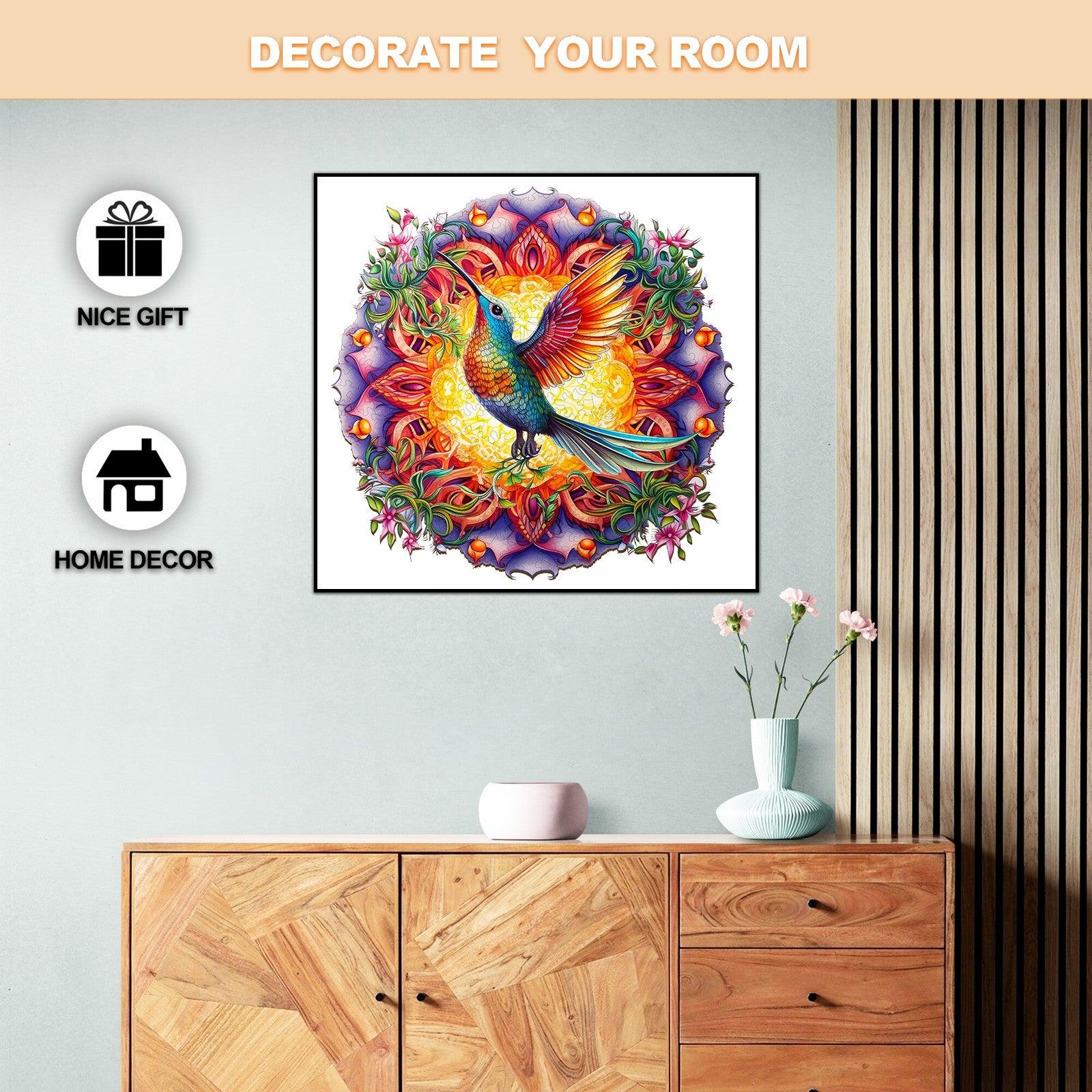 Mandala & Hummingbird 2 Wooden Jigsaw Puzzle - Image 6